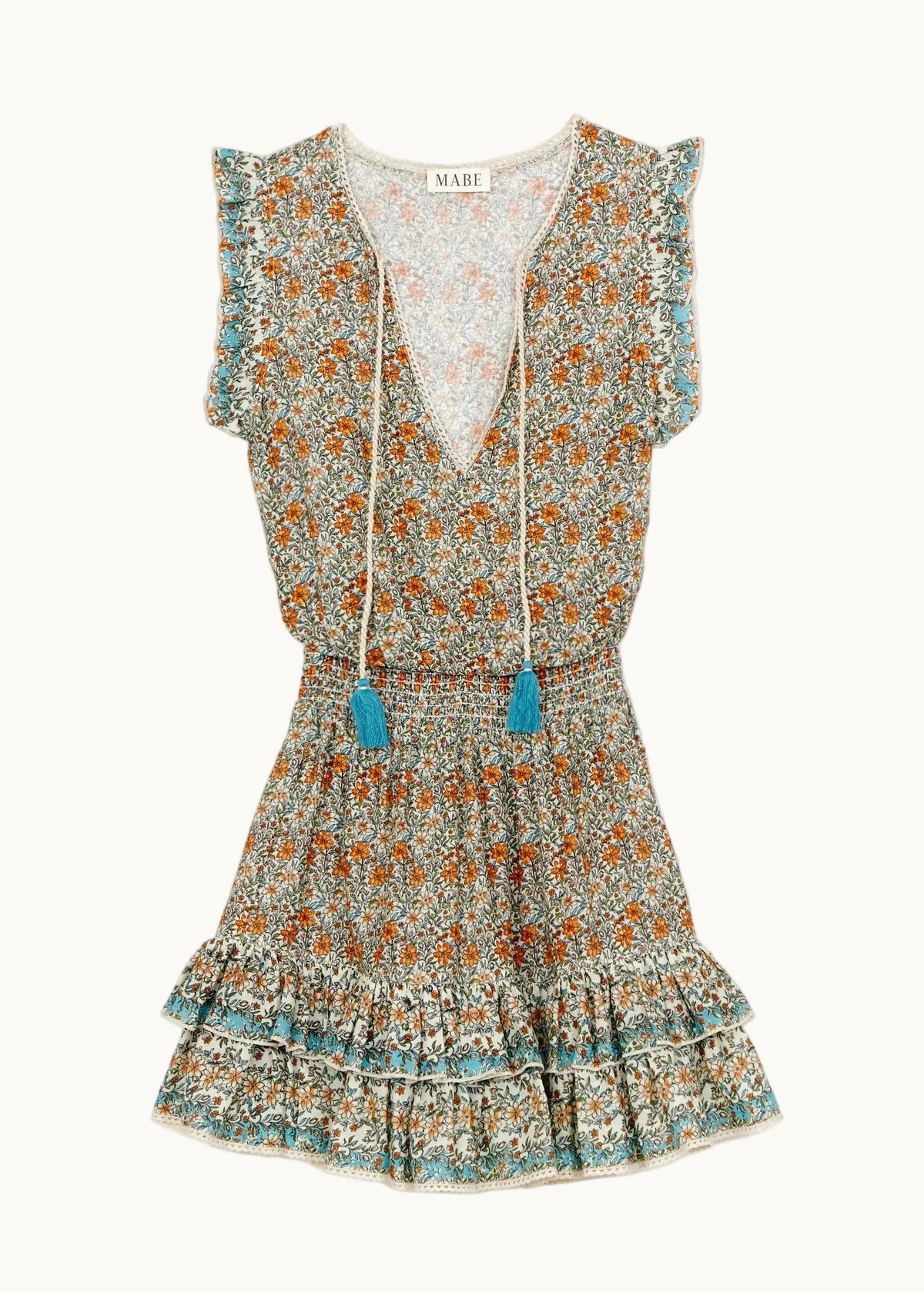 MA.BE Apparel, Mini Abito con Stampa Floreale e Volant