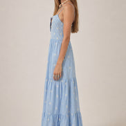 Maison Hotel, Abito Celeste in Cotone con Spalline e Punto Smock Etta
