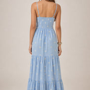 Maison Hotel, Abito Celeste in Cotone con Spalline e Punto Smock Etta