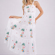 Abito con Spalline in Cotone con Ricami Colorati Nimo with Love