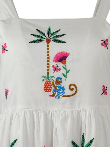 Abito con Spalline in Cotone con Ricami Colorati Nimo with Love