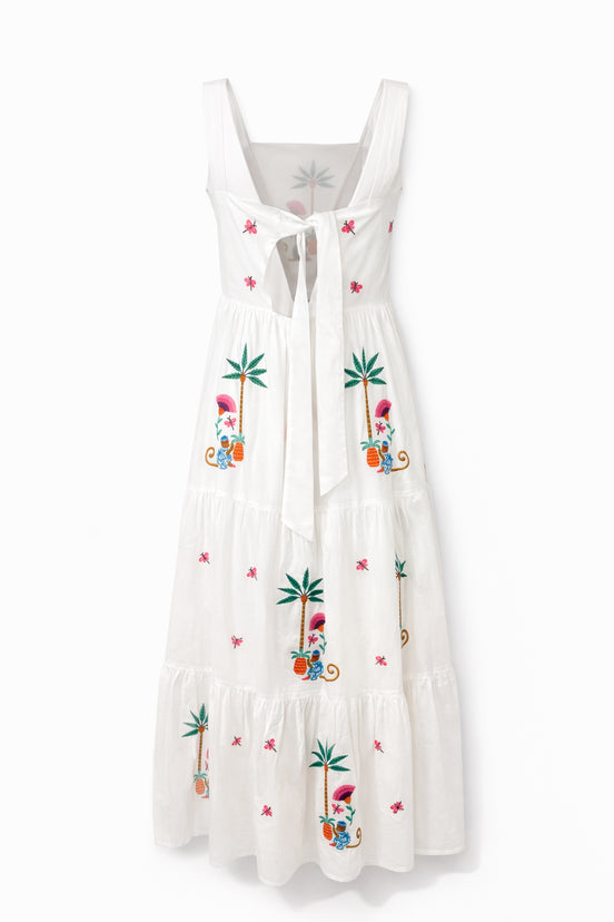 Abito con Spalline in Cotone con Ricami Colorati Nimo with Love