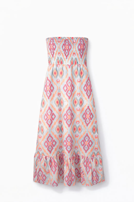 Abito Lungo in Lino con Spalle Scoperte Fantasia, Nimo with Love