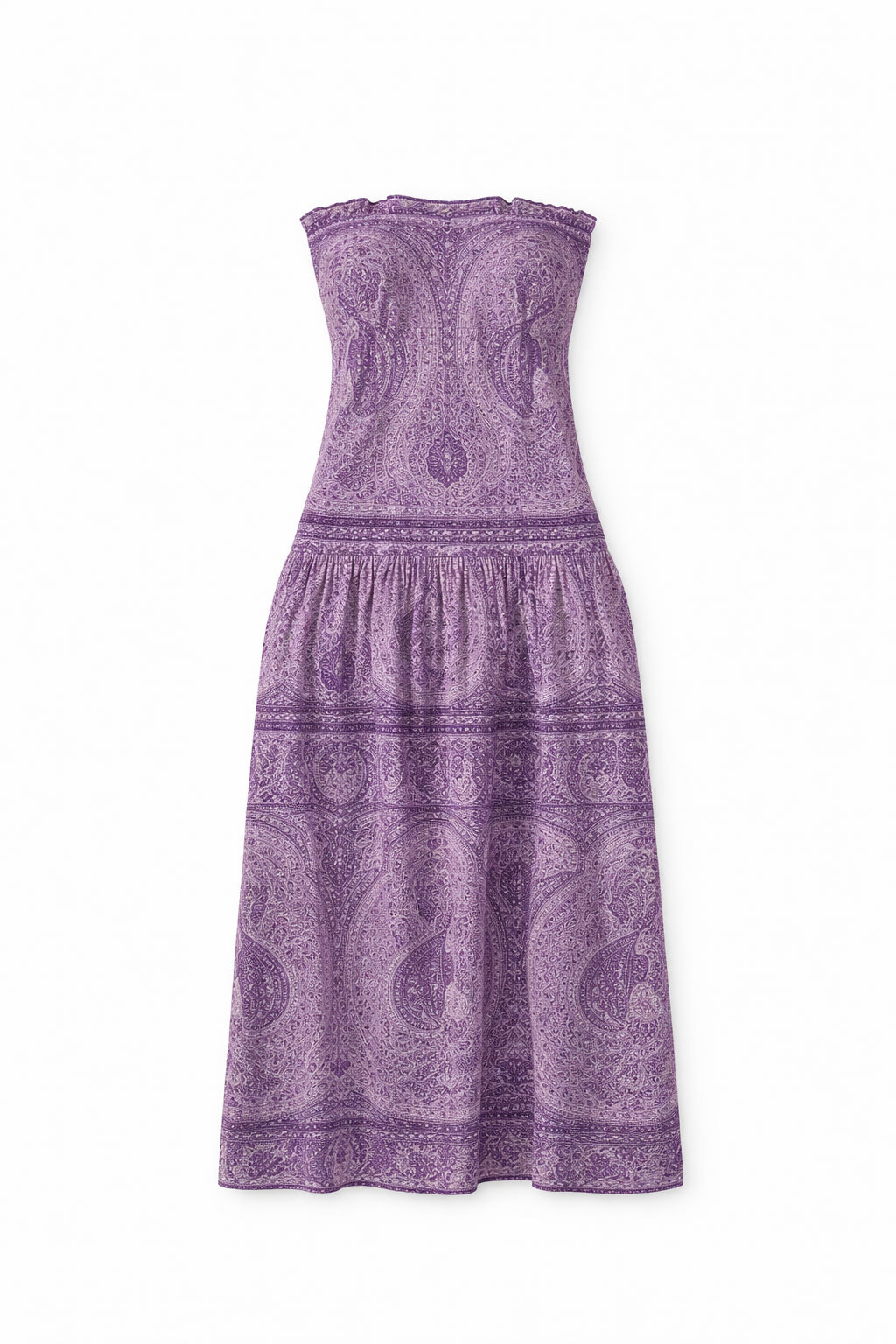 Abito Lungo senza Spalle Fantasia Paisley, Tajara Antik Batik