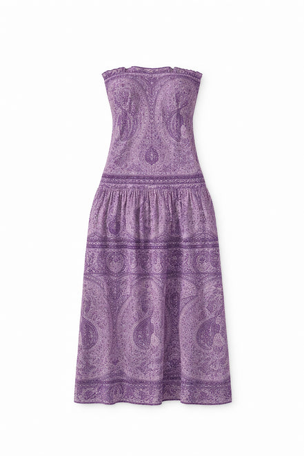 Abito Lungo senza Spalle Fantasia Paisley, Tajara Antik Batik