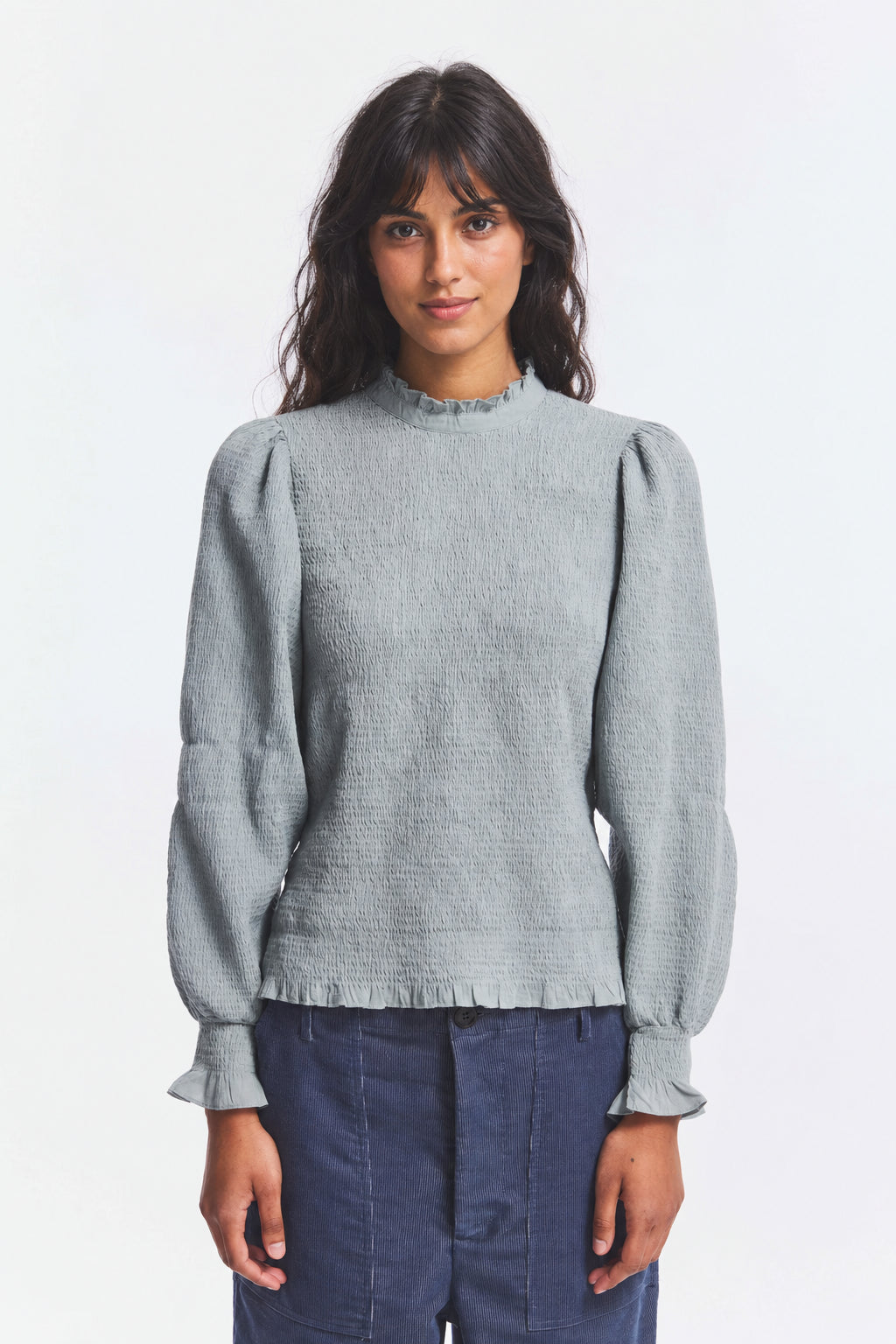 Antik Batik, Blusa in Voile di Cotone con Smock Angeli