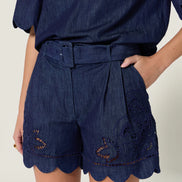 Scarlett Poppies, Bermuda in Denim Leggero Vita Alta