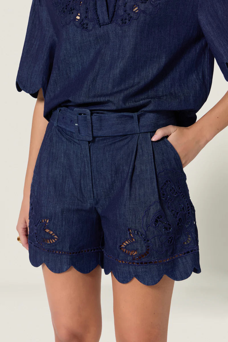 Scarlett Poppies, Bermuda in Denim Leggero Vita Alta