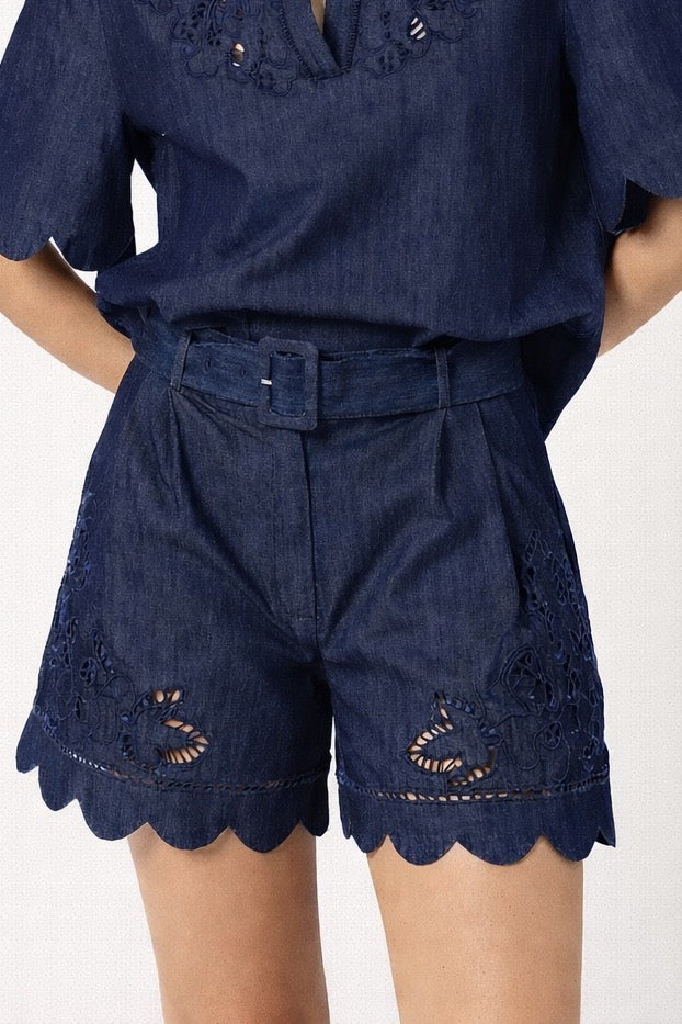 Scarlett Poppies, Bermuda in Denim Leggero Vita Alta