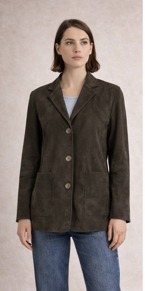 Blazer Oversize Camoscio Testa di Moro Mono