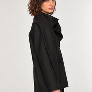 SEA NY, Blazer in lana nero con ampio foulard integrato