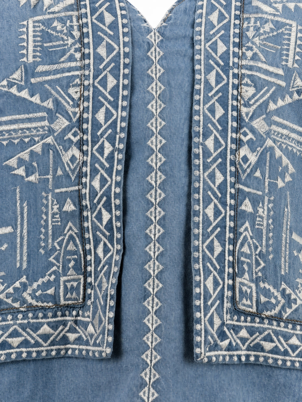 Blusa in Jeans Effetto Chambray con Ricami, Ba&sh