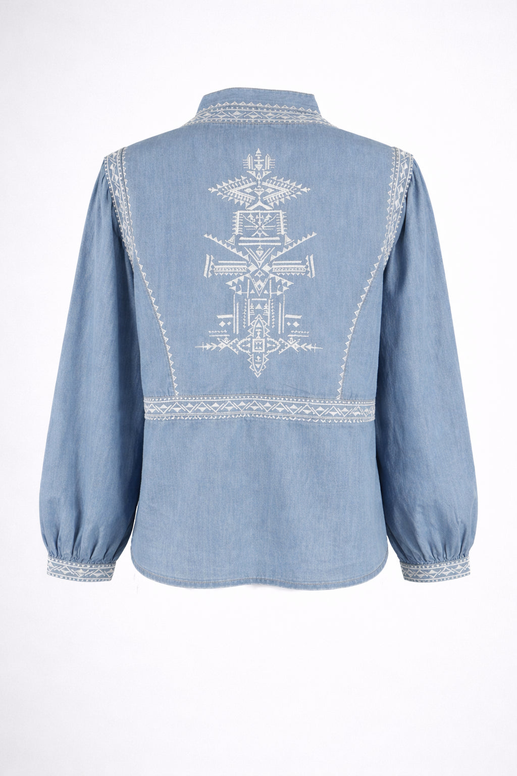 Blusa in Jeans Effetto Chambray con Ricami, Ba&sh