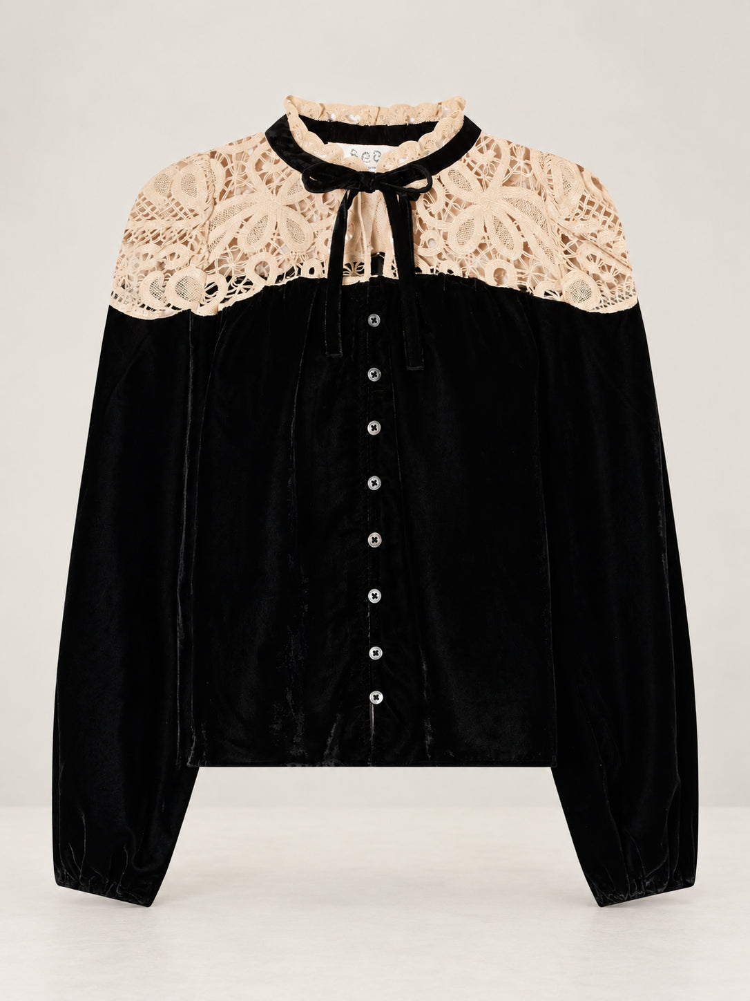 SEA New York,  Blusa di Velluto e  Pizzo con Fiocco Shiloh