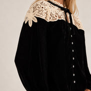SEA New York,  Blusa di Velluto e  Pizzo con Fiocco Shiloh