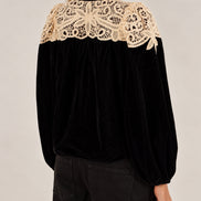 SEA New York,  Blusa di Velluto e  Pizzo con Fiocco Shiloh