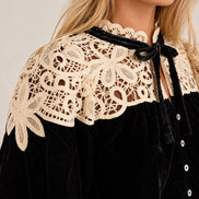 SEA New York,  Blusa di Velluto e  Pizzo con Fiocco Shiloh