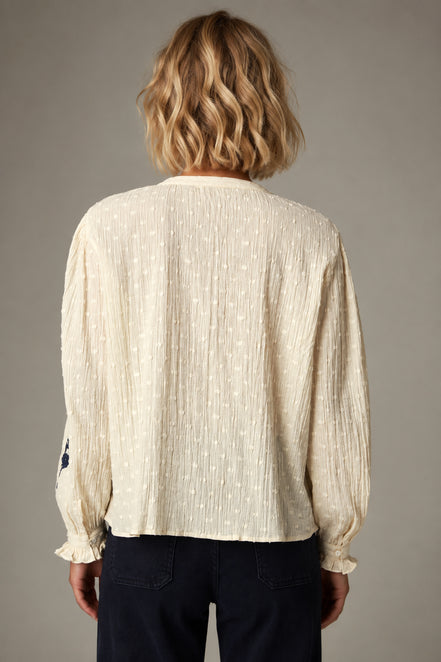 Maison Hotel, Blusa Avorio con Ricami a Contrasto Morfeo