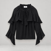 Ba&sh, Blusa Nera con Volant Betty