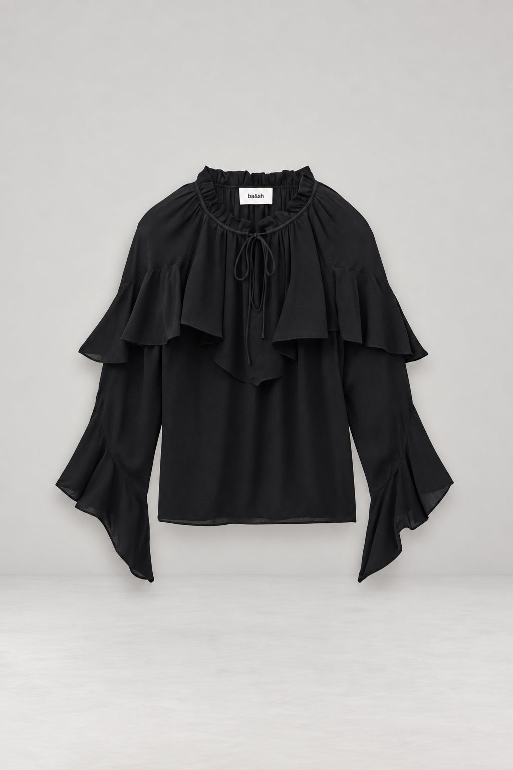 Ba&sh, Blusa Nera con Volant Betty