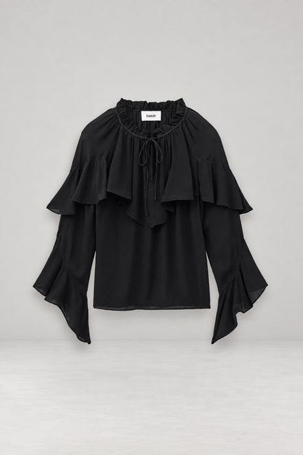 Ba&sh, Blusa Nera con Volant Betty