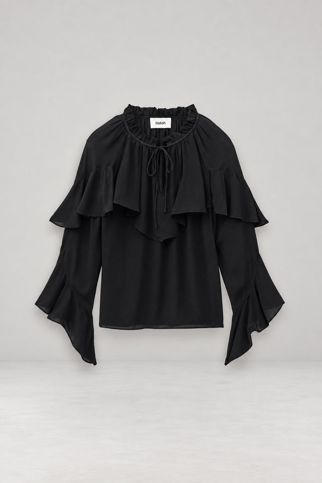 Ba&sh, Blusa Nera con Volant Betty