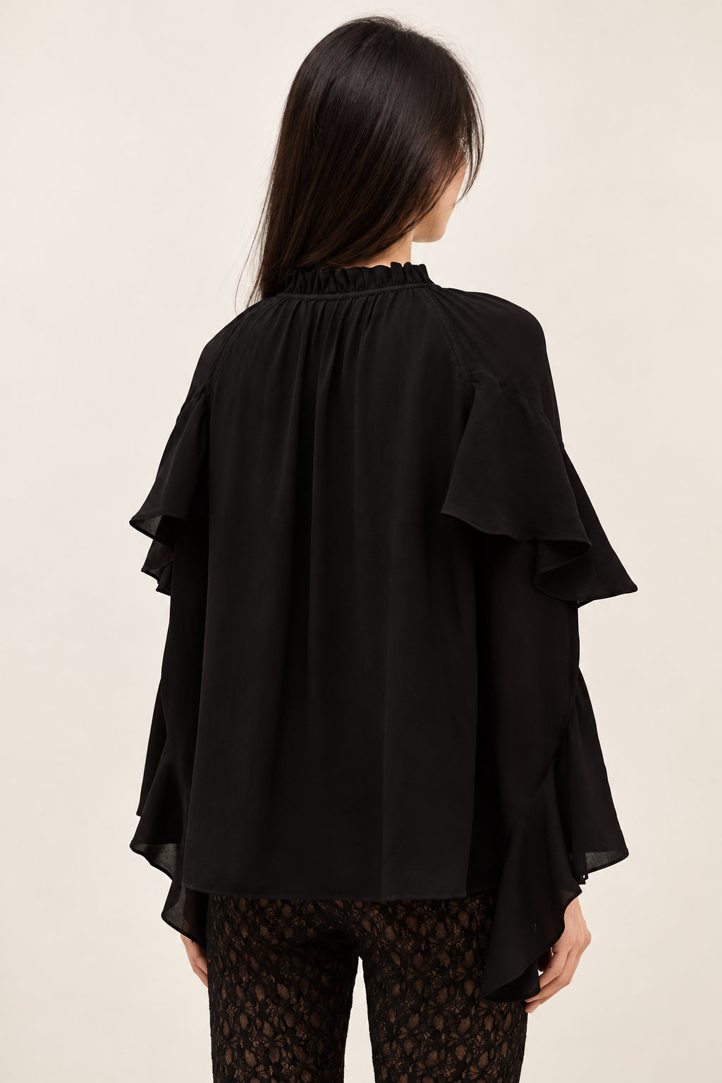 Ba&sh, Blusa Nera con Volant Betty