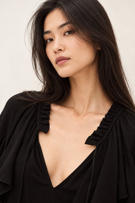 Ba&sh, Blusa Nera con Volant Betty