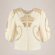 Suncoo, Blusa in Lino con Inserti in Pizzo Lindsay