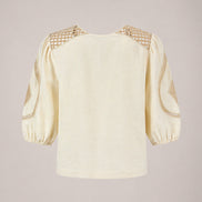 Suncoo, Blusa in Lino con Inserti in Pizzo Lindsay