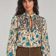Maison Hotel, Blusa in Cotone con Stampa Floreale e Ricami Kelly