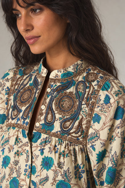 Maison Hotel, Blusa in Cotone con Stampa Floreale e Ricami Kelly