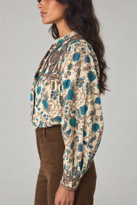 Maison Hotel, Blusa in Cotone con Stampa Floreale e Ricami Kelly