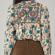Maison Hotel, Blusa in Cotone con Stampa Floreale e Ricami Kelly