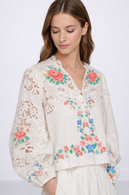 Blusa con Ricami Floreali e Pizzo Astrid, SEA New York