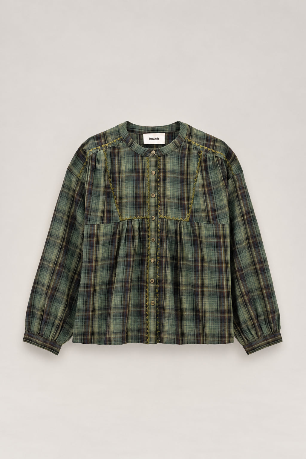 Ba&sh, Blusa girocollo in check Sisi