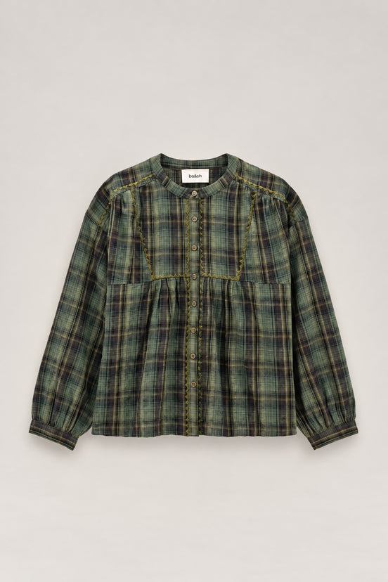Ba&sh, Blusa girocollo in check Sisi