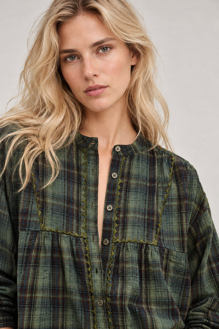 Ba&sh, Blusa girocollo in check Sisi