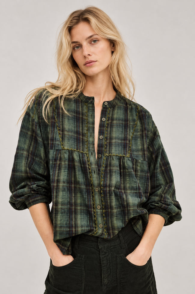Ba&sh, Blusa girocollo in check Sisi