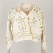 Antik Batik, Bomber in Denim Chiaro con Ricami Alex