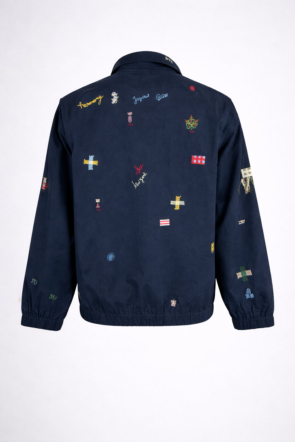 Bomber Claira,  in Cotone Sfoderato Blu Navy con Ricami, SEA NY