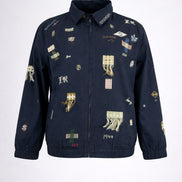 Bomber Claira,  in Cotone Sfoderato Blu Navy con Ricami, SEA NY