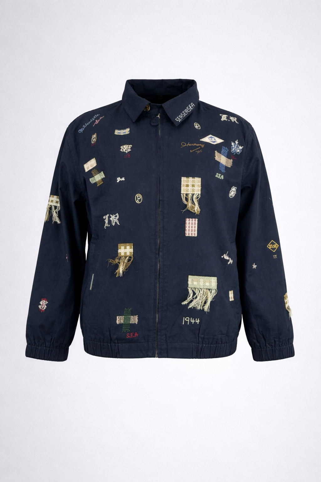 Bomber Claira,  in Cotone Sfoderato Blu Navy con Ricami, SEA NY