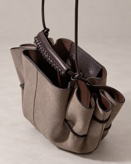 Hereu, Borsa piccola a tracolla e a mano in suede Mini Arta