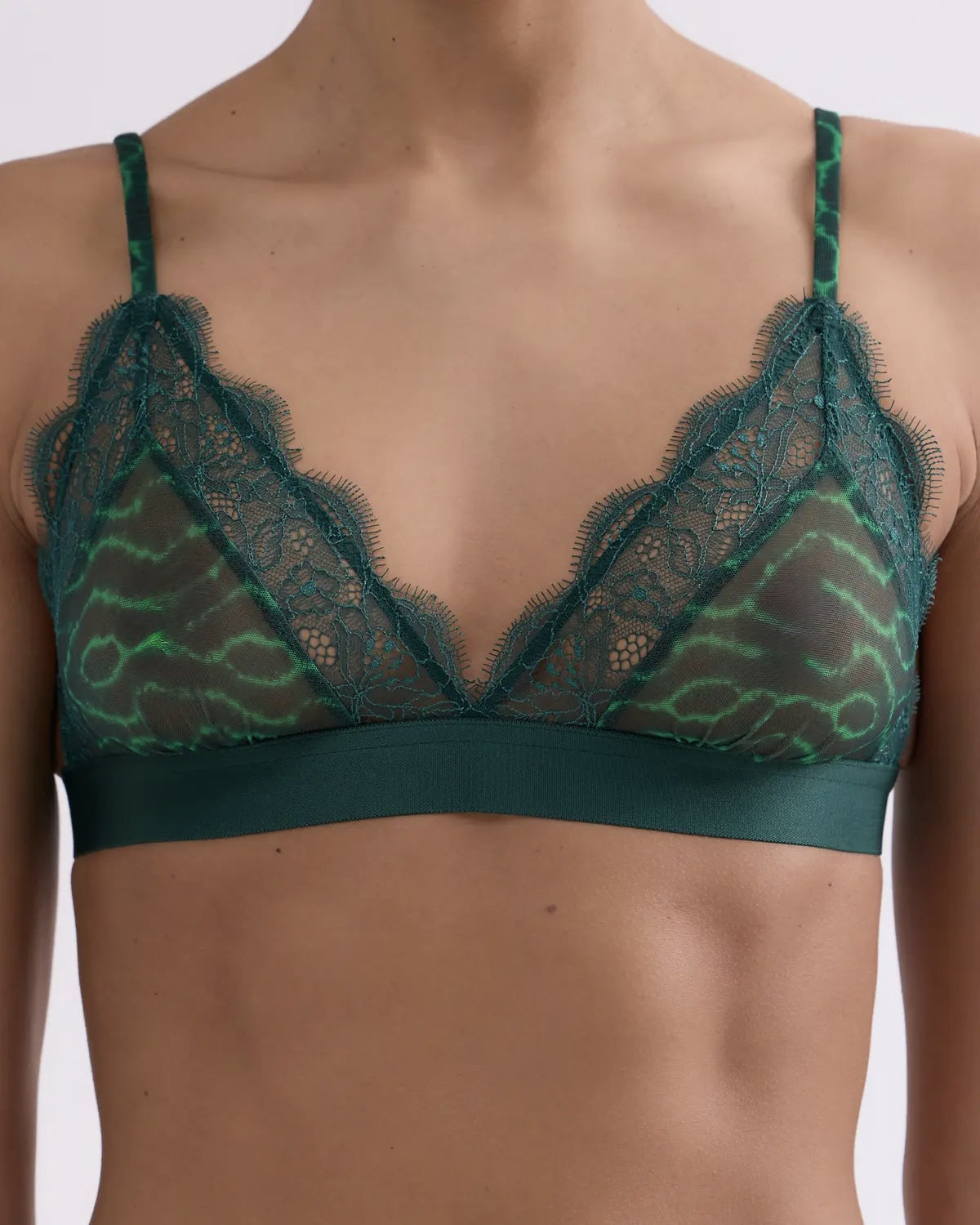 Love Stories, Set Bralette Love Lace & Slip Wild Rose Green Zebra