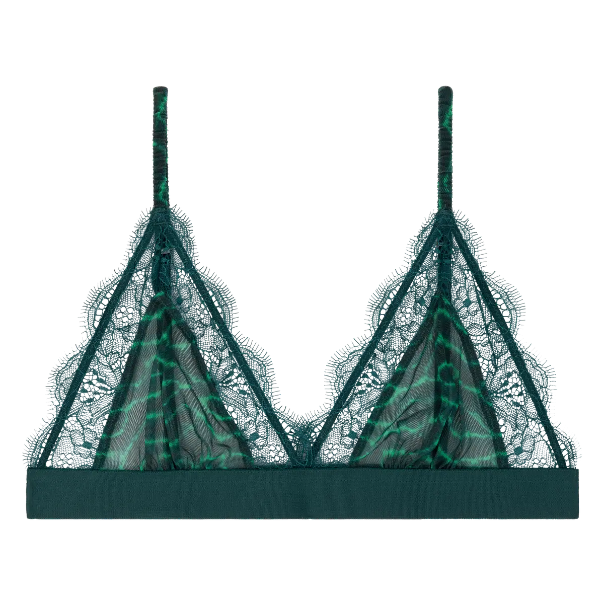 Love Stories, Set Bralette Love Lace & Slip Wild Rose Green Zebra