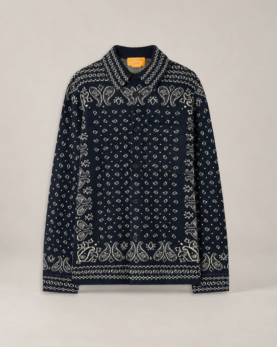 Guest in Residence, Camicia Cashmere Blu Bandana