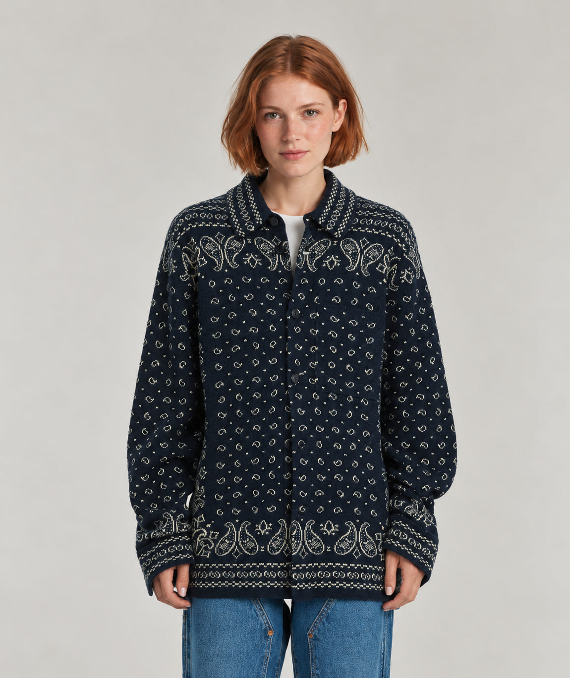 Guest in Residence, Camicia Cashmere Blu Bandana