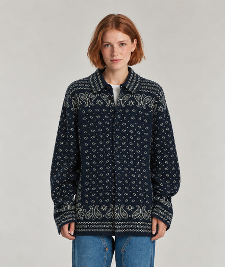 Guest in Residence, Camicia Cashmere Blu Bandana