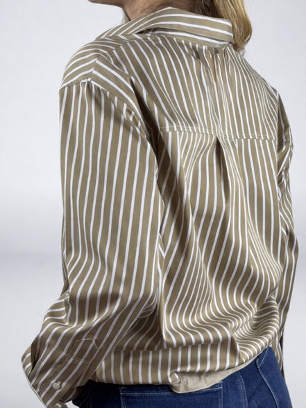 Camicia di Cotone Over a Bastoncino con Coulisse sul Fondo, True Royal